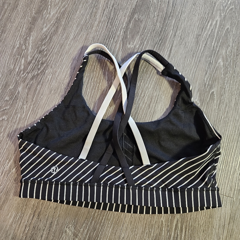 Lululemon energy bra parellel black and white striped bra